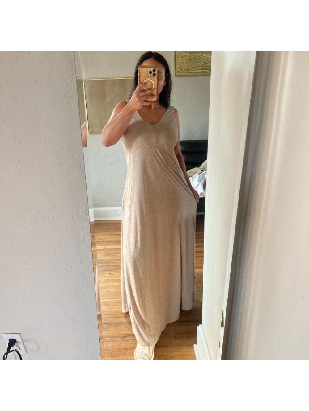 Halara Women's Tan and Cream Dress